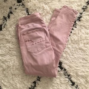 AE High Rise Pink Jeggings